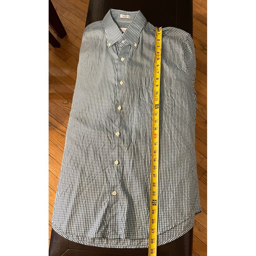 Peter Millar Men's Short Sleeve Button Down Sz L Silk Cotten Blend Blue Checkers - Picture 7 of 7